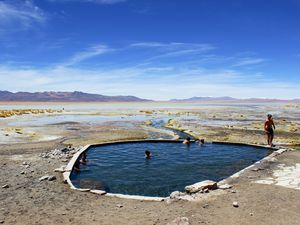 Hot spring in the middle of the Atacama Desert