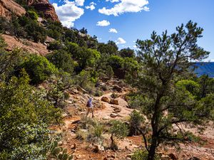 A hiker on the trail in Sedona