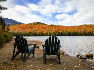 Adirondack Chairs and Fall Foliage in the Adirondacks of New York