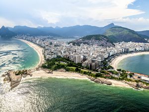 Aerial view of Arpoador in Rio de Janeiro.
