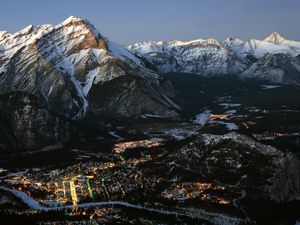 Aerial View of Banff Alberta Canada in Winter