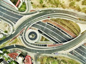 Aerial view of freeways in Mexico