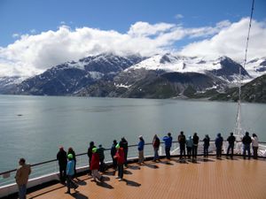 Glacier Bay Alaska tourists on cruise ship
