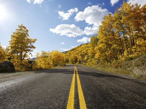Autumn Highway through mountains of Colorado