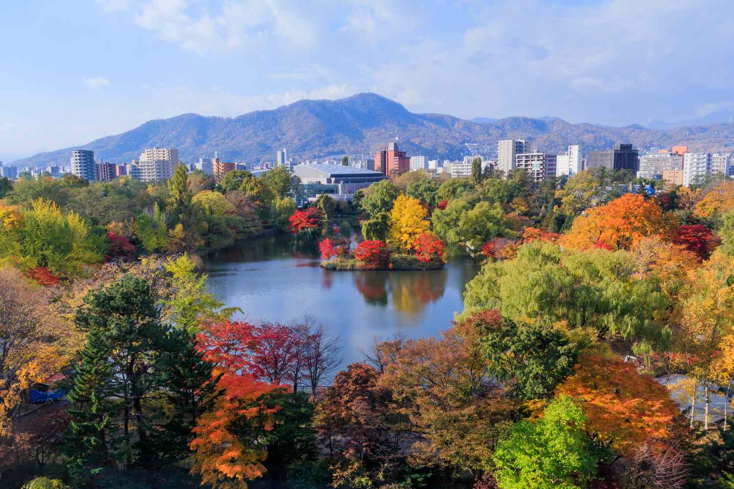 Autumnal scene of Nakajima Park, Sapporo, Hokkaido, Japan