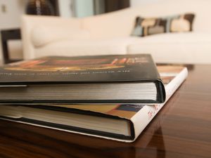 Books on coffee table