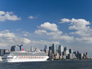 Carnival Triumph Cruise Ship sailing from New York City on Hudson River