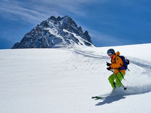 A man skiing in Val d'Isere