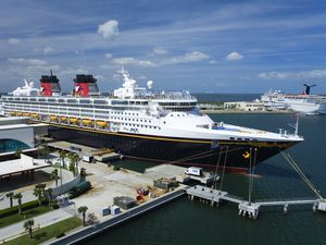 Disney Cruise Ship at dock, Port Canaveral.