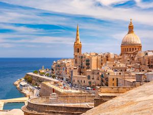 Domes and roofs of Valletta , Malta