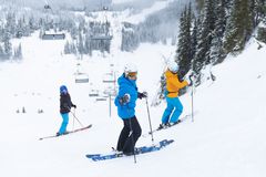 Three skiers exploring Blackcomb Mountain