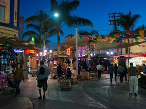 Tijuana, Mexico tourist area at night