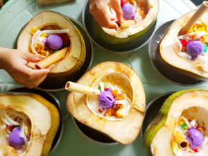 Halo-Halo served in coconut shells