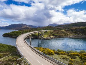 Kylesku Bridge on the North Coast 500 route in Sutherland, Scotland, UK