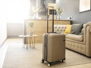 suitcase in living room