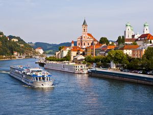 European river cruise ship on the Danube in Passau, Germany