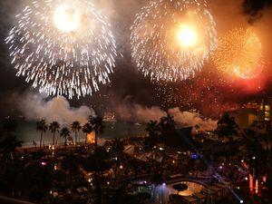 Fireworks display for New Year in Cabo San Lucas, Mexico