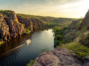 Boat on the river in Katherine Gorge