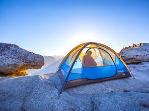 Tent Against Blue Sky Yosemite National Park