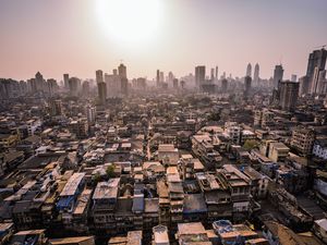Mumbai cityscape at Grant Road Station, India