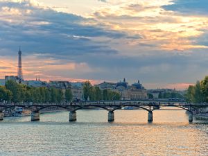 Pont des Arts with the Eiffel Tower in the distance, Paris