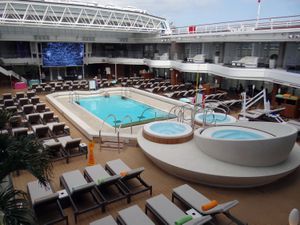 Lido swimming pool on the Holland America Koningsdam cruise ship