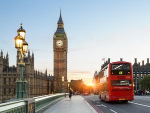 Big Ben and a red bus in London