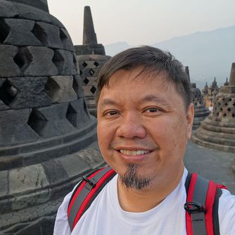 Mike Aquino at Borobudur in Indonesia