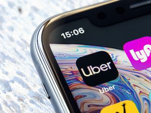 Mobile app Uber and Lyft on a Apple iPhone XR