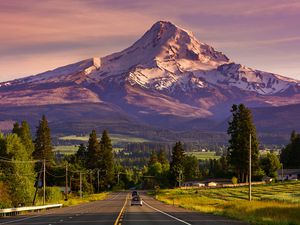 Mount Hood & Route 35 at sunset, Oregon