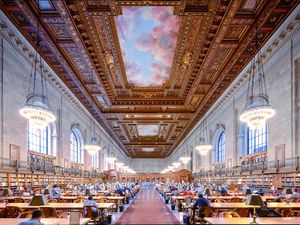 View of Rose reading room at New York Public Library