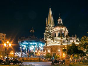 Guadalajara's Plaza de Armas by Night