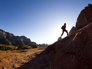 Silhouette of female hiker in Sedona
