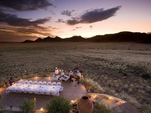Romantic candle lit dinner in the middle of the desert at the Sossusvlei Desert Lodge
