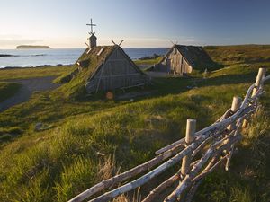 Viking Trail, Vikings, Norstead Viking Site, LAnse-aux Meadows, Northern Peninsula, Newfoundland, Canada.