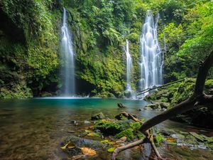 Waterfall in a tropical rainforest, West Sumatra, Indonesia