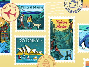 illustration of stamps from different locations
