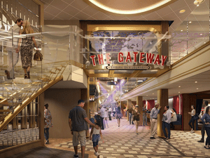 Rendering of the entrance of The Gateway zone aboard Carnival Celebration