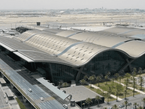 Exteriror drone shot of the Hamad International Airport