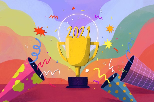 Illustration of trophy with 2021 on it